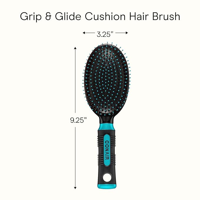 Conair Salon Results Hair Brush, Detangling Hair Brush for Men and Women, For All Hair Types, Metal Bristles and Cushion Base