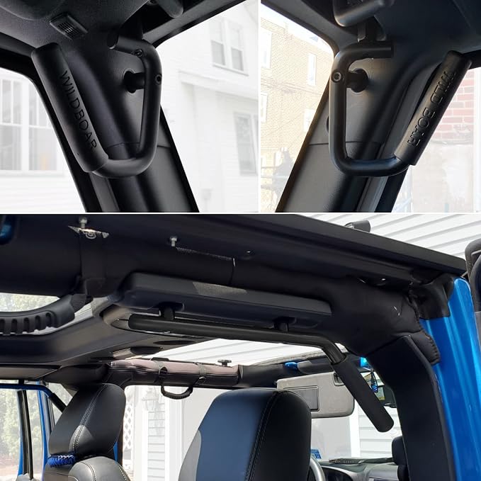 Front & Rear Grab Handle Kit Aluminum Alloy Grab Bar for 2007-2018 Jeep Wrangler JK JKU Rubicon Sport Sahara (Black)