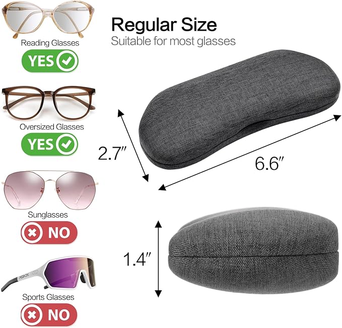 Vemiss Hard Shell Sunglasses Case, Large Linen Fabric Protective Glasses Case for Men Women