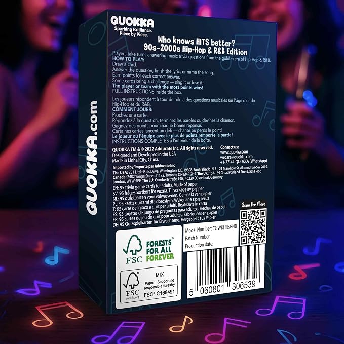 Quokka Who Knows Hits Better? 500+ Questions Music Games – 90s & 2000s Hip-Hop & R&B Edition – The Ultimate Music Trivia Challenge for Adult & Family Party Games – Fun Karaoke & Singing Game Night