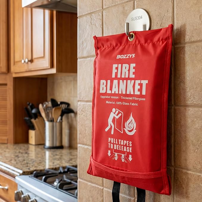 Fire Blanket | 60"x60" Fire Blankets Emergency for Home and Kitchen | Fiberglass Prepared Fire Suppression