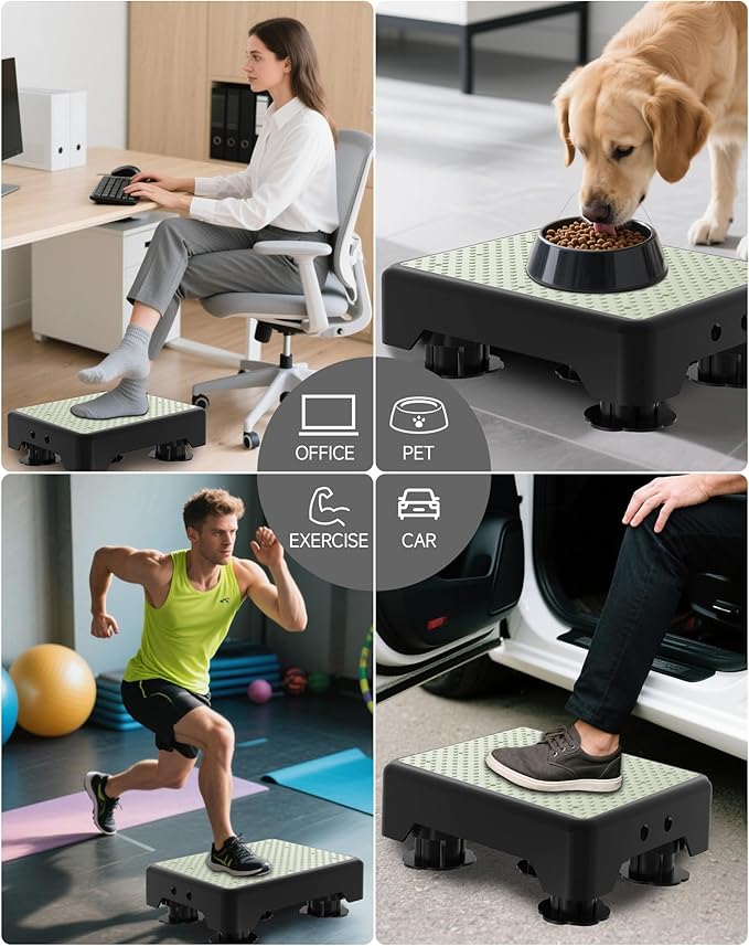 Adjustable Step Stool for Adults, Noctilucent Bed Step Stools, 600 LBS Capacity Safety Step Platform, Indoor and Outdoor Steps for Seniors, Non-Slip Stepping Stool Elderly Assistance at Night