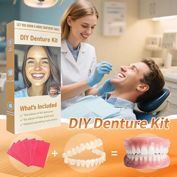 Denture Do it Yourself Full Set of Top and Bottom Fake Teeth to Create Your Perfect Smile at Home-AAZ1