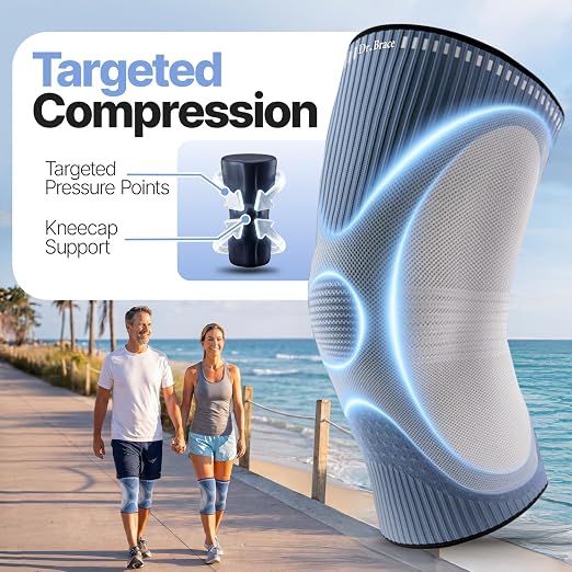 DR. BRACE Elite Compression Knee Brace for Women & Men, (2-Pack) Knee Support Compression Sleeve, Workout Sports Knee Braces for Meniscus Tear, ACL & Arthritis Pain Relief - Check Size Guide Video (Uranus, Medium)