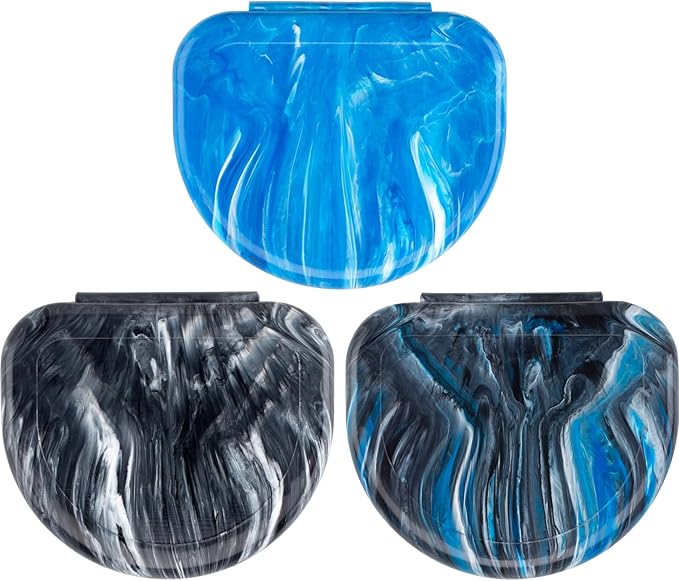 Practicon Marble Retainer Cases, Orthodontic Aligner Case, Mouth Guard Holder (3 Pack) (Midnight)