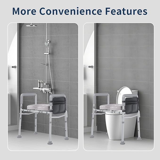 Toilet Seat Riser for Seniors, Raised Toilet Seat with Handles,Adjustable Height & Width, 400lb Raised Toilet Seat with Handles for Elderly, Handicap, Elevated, Pregnant, Fit Any Toilet