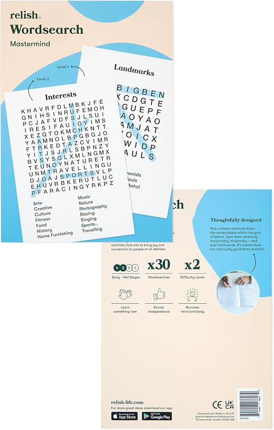 Relish Large Print Word Search – Dementia Activities for Seniors, Products & Gifts for Seniors and Elderly