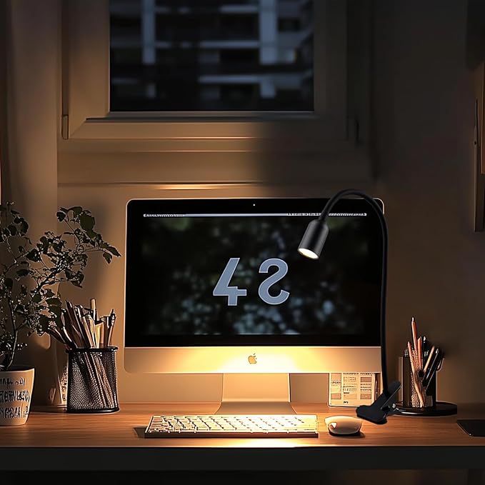 LED Reading Light for Bed Headboard – Dimmable Clip-On Book Light with Flexible Gooseneck, Adjustable Color Temperature (3000/4000/6000K), USB-Powered Desk Lamp for Dorms and Home