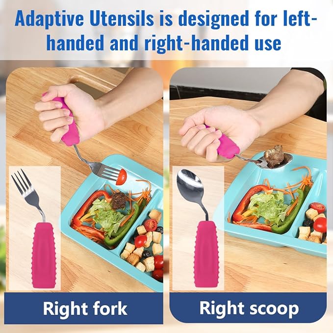 Adaptive Weighted Utensils Set – Spoon and Fork for Hand Tremors, Parkinson’s, Elderly, and Arthritis – Adaptive Eating Utensils for Weak Grip and Limited Mobility