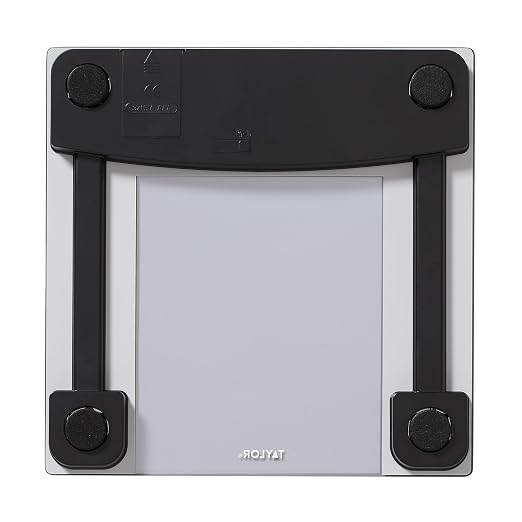 Taylor Digital Bathroom Scale for Body Weight, Smart Scale with Precision Hub App, 400 lb Capacity, 11 x 11 in Glass Platform, Tone on Tone Black