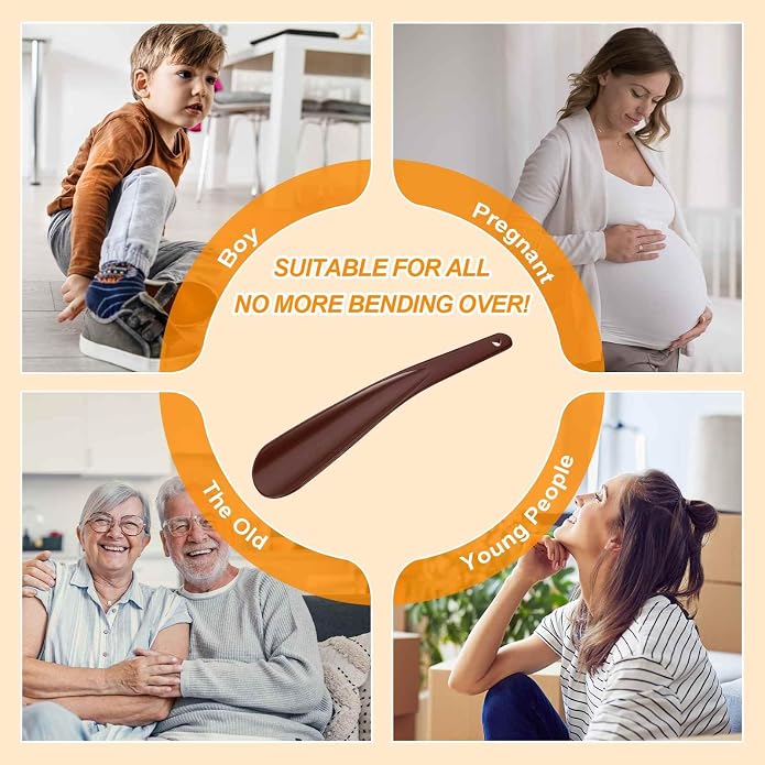 HARFINGTON Shoe Horn Plastic Straight Handle Shoe Helper Metal Shoehorns for Women Men Seniors Boots