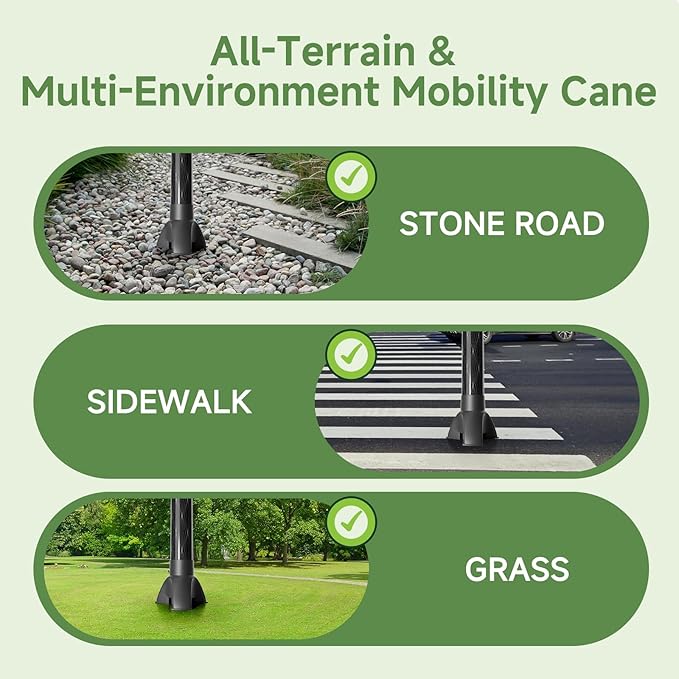 Aluminum Alloy Walking Cane, with LED Light, Height Adjustment and Foldable, Ergonomic Contoured Grip, All-Terrain Walking Stick for Men/Women(PP802-5-Y,)