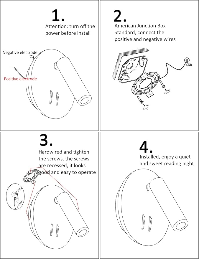 ZEROUNO Bedroom Wall Lamp with Switch Reading Light Hardwired Sconces Which Angle Adjustable for Bed-Side Interior Design (White)