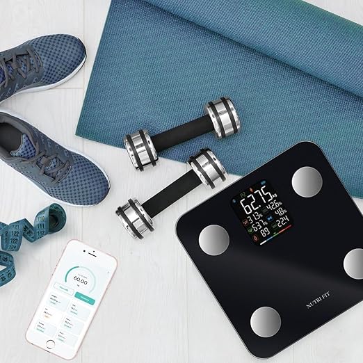 Smart Scale for Body Weight Scale with Body Fat BMI Muscle, NUTRI FIT Digital Bathroom Scale Bluetooth Composition Analysis Sync App, 17 Metrics High Accuracy for Weight Loss, 7-in-1 Large VA Display