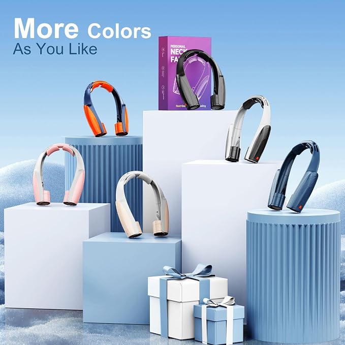 Portable Neck Fan with 6 Powerful Speeds, 8000mAh Battery Rechargeable Fan | 20H Runtime Long Lasting, Hands-Free 360° Cooling Personal Wearable Neck Fan, Gift for Women Men Travel Concerts