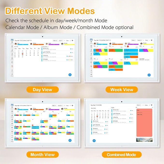 10.1-inch Digital Family Calendar, No Subscription, Video Call, Dual Mount | Calendar Sync, Chore Charts, Meal Planner, HD Photo Frame, Small Space Fit