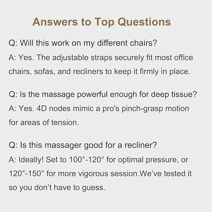 Rainwolf Shiatsu Neck and Back Massage Cushion with Heat - 4D Deep Tissue Kneading Full-Back Massager for Relief Fatigue, Adjustable Intensity & Height, for Office Chair & Home