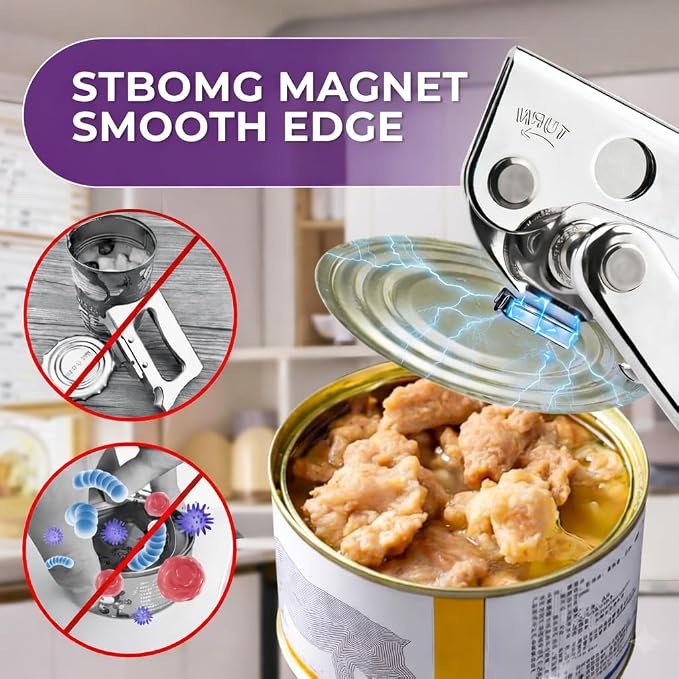 Electric Can Opener – Smooth Edge, Easy One-Touch Can Opener Electric for Seniors with Arthritis, Jar Opener, Compact Countertop Automatic Kitchen Tool for Safe and Effortless Opening