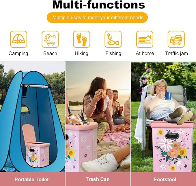 Ann Katy Upgrade XL Portable Toilet for Adults, Extra Large Camping Toilets | Lightweight&Compact Potty with Lid for Adults and Kids,Portable Camping Toilets for Hiking,Beach,Boat,RV and Truck