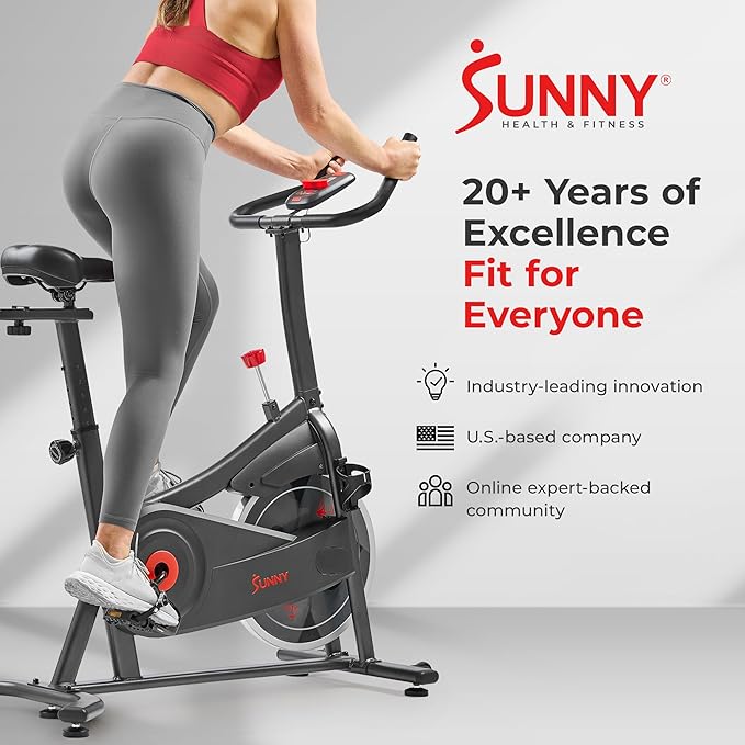Sunny Health & Fitness ACTIVE Series Smart Exercise Bike with SunnyFit App Connection