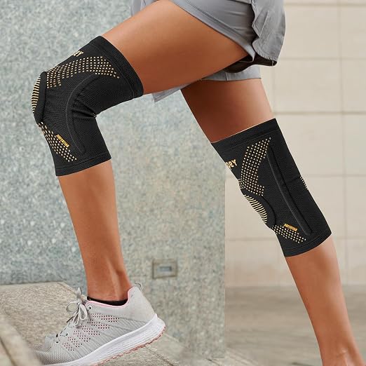 JIUFENTIAN Copper Knee Braces for Arthritis Pain (2 pack)- Professional Knee Suppot with Side Stabilizers - Breathable Compression Sleeves for Pain Relief & Stability (Arthritis, Gym, Work)-2X-Large