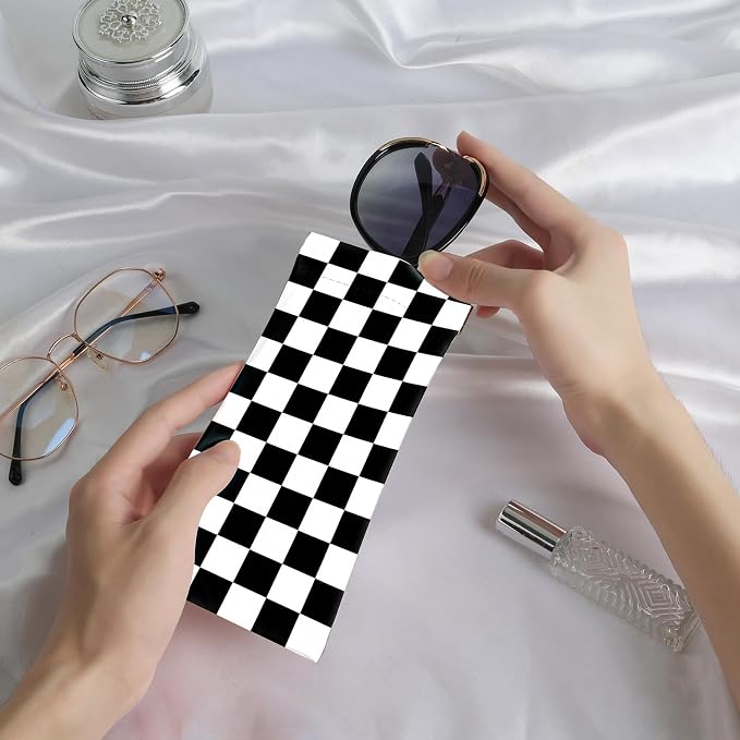 Anikathy 2Pcs Sunglass Eyeglass Glasses Case Soft PU Leather with Cleaning Cloth Cute Glasses Pouch Bag for Men Women Girs