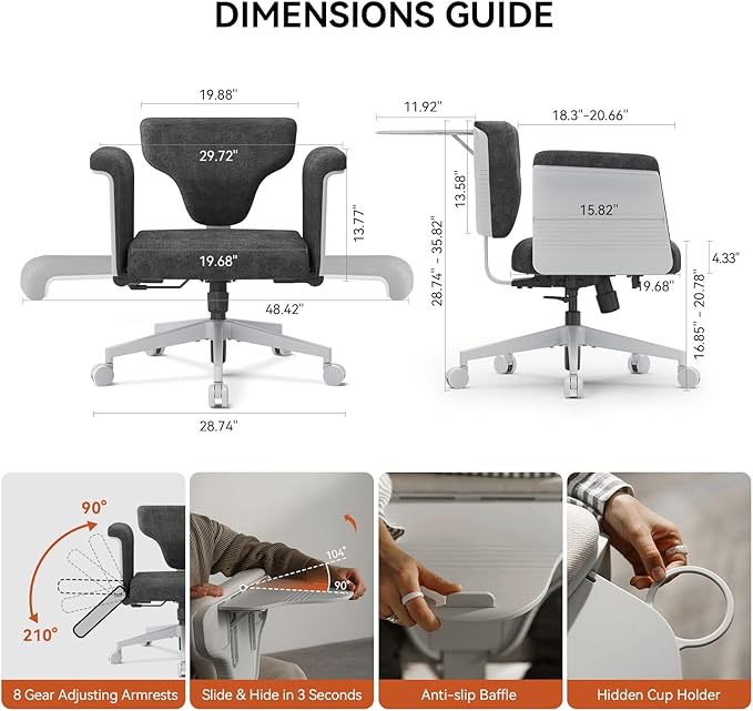 Newtral Freedom-X Criss Cross Chair with Wheels & Amrests- Cross Legged Office Chair with Laptop Tray, Multi-Position Recliner Chair, Adjustable Ergonomic Chair, Relax, Work from Home