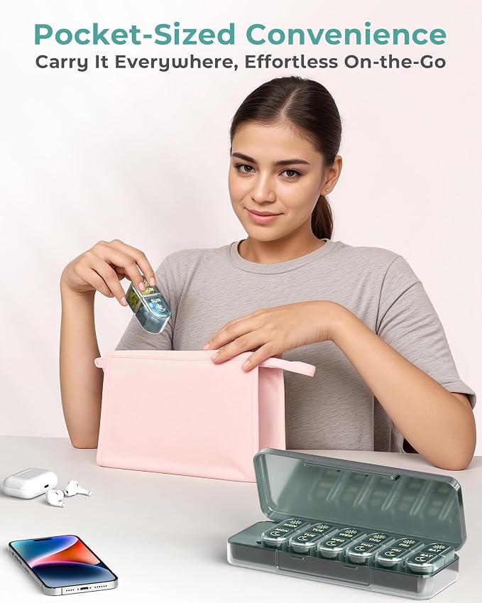 ππ’π₯π₯ ππ«π ππ§π’π³ππ«, Am & Pm Pill Organizer 7 Days, Weekly Pill Organinzer 2 Times a Day, Pill Box 7 Day, Medicine Pill Organizer for Travel, Vitamins, Fish Oils, Supplements