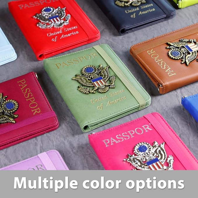 Cnycmy Passport Holder with Airtag slot,Passport-Wallet-Holder for Women,for Family, Rfid Passport Book Card Slot Waterproof, passport holder for travel (light blue1)
