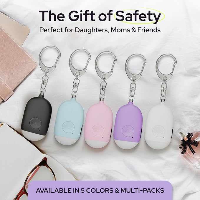Weten Rechargeable Personal Alarm Keychain - 130dB Siren & LED Light - Stylish Personal Safety Alert for Women to Carry - Panic Button Alarm for Security - Rape Whistle for Self Defense (Purple)