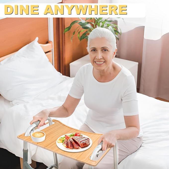 Walker Tray for Seniors, Lightweight, Foldable with Cup Holder | Tray for Folding Walker Accessories for Elderly Fits Most Standard Walkers, Portable 21.5"x15" Surface for Dining&Traveling