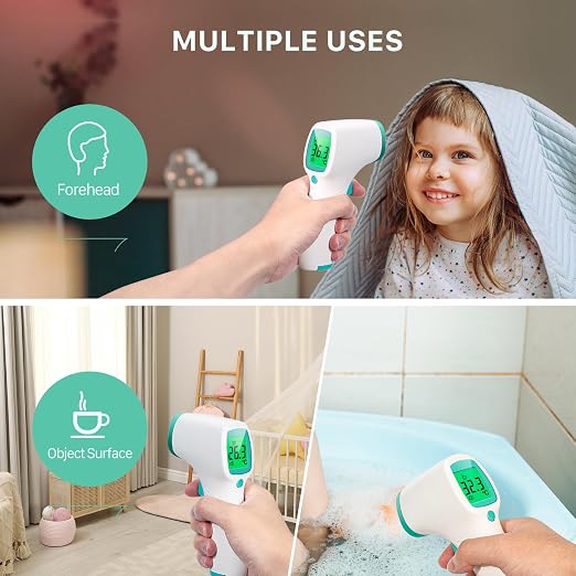 Non Contact Forehead Thermometer for Adults and Kids, Digital No-Touch Infrared Thermometer Temperature Gun for Baby ,3 Color Fever Alarm Accurate Reading 1s Fast Accurate Reading
