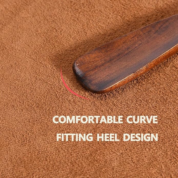 15'' Shoe Horn Long Handle for Seniors Men Women 9.7'' Short Shoes Spoon for Kids Wooden Shoehorn Boot Helper for Elderly Family Pregnant Travel 2PCS Set, Brown+ Wine