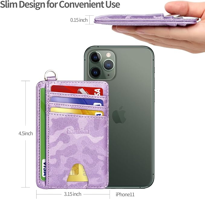 Slim Minimalist Front Pocket Wallet, RFID Blocking Credit Card Holder Wallet with Detachable D-Shackle for Men Women