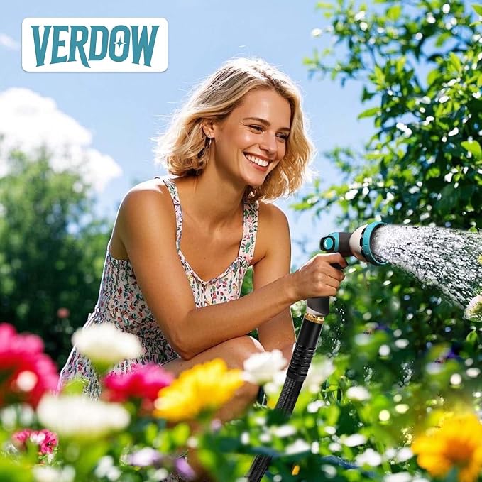 Garden Hose, Lightweight Water Hose for Lawn,Gardening and Outdoor | stable water flow, 3-layer anti-kink structure, Lightweight. Compact storage, with 10-spray nozzle, leakproof connectors