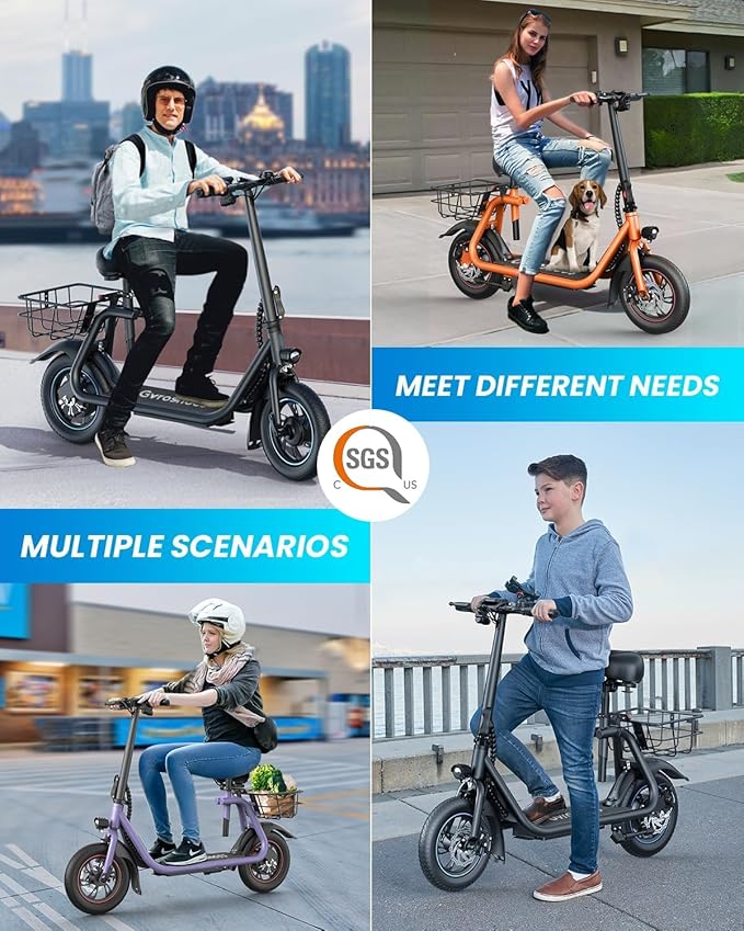 Gyroshoes Electric Scooter with Seat for Adults & Teens, 550W Powerful Motor, 20-Mile Range, Speed up to 18.6MPH, Ample Storage for Pets & Cargo, Electrically-Powered Motor Scooters