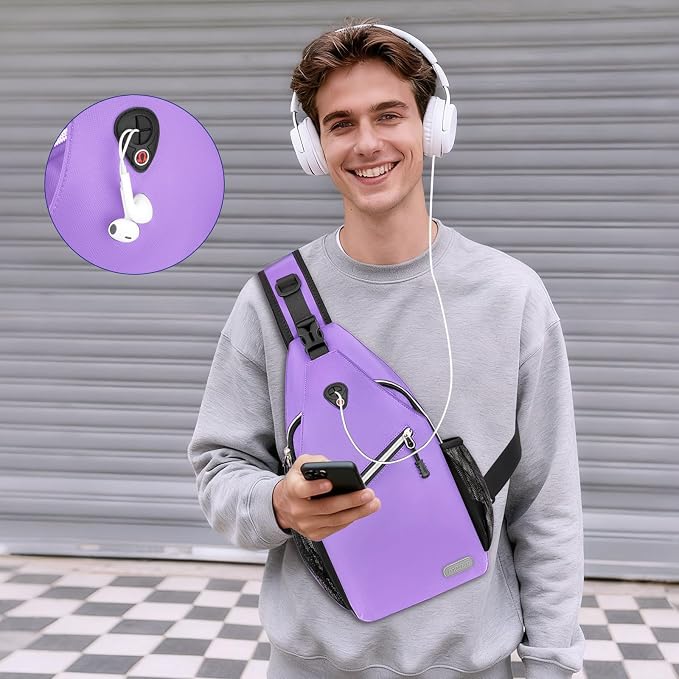 MOSISO Small Sling Bag for Men, Crossbody Shoulder Chest Daypack Bag | Sling Backpack for Casual Travel Hiking