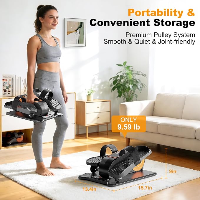 TDH Under Desk Elliptical Machine,Electric Leg Exerciser as Seen on Tv for Senior Adult,Portable Quiet Pedal Exerciser While Sitting with 12 Adjustable Speed Auto&HR Mode for Home Office
