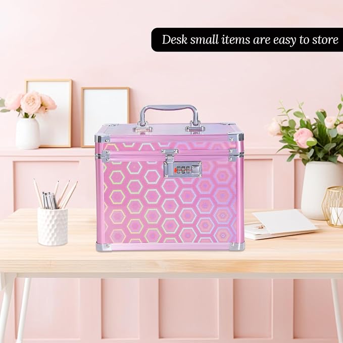 Medication Combination Lock Box, Colorful Rose, 10 x 7.25 x 7.75 Inches | Code Lock, For Personal Items, For Medicine, For Documents