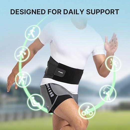 Fit Geno Back Brace for Lower Back Pain Men & Women: Adjustable Lumbar Support Brace for Pain Relief - Breathable Waist Belt for Comfort - M