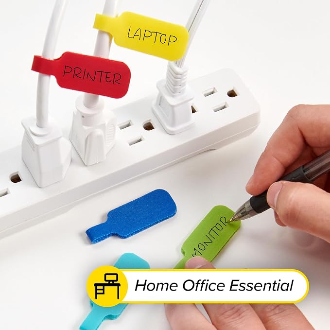 Wrap-It Storage - Cable Labels, Medium, Multi-Color (30-Pack) Write On Cord Tags for Wire Management and Identification