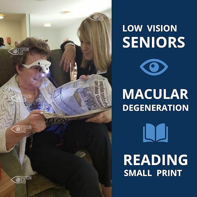 Vision Aid Magnifying Glasses with Light for Close Work, Illuminated Hands Free Headband Magnifier Goggles with Storage Case for Hobby Painting Reading Coin Watch Bead Jewelry…