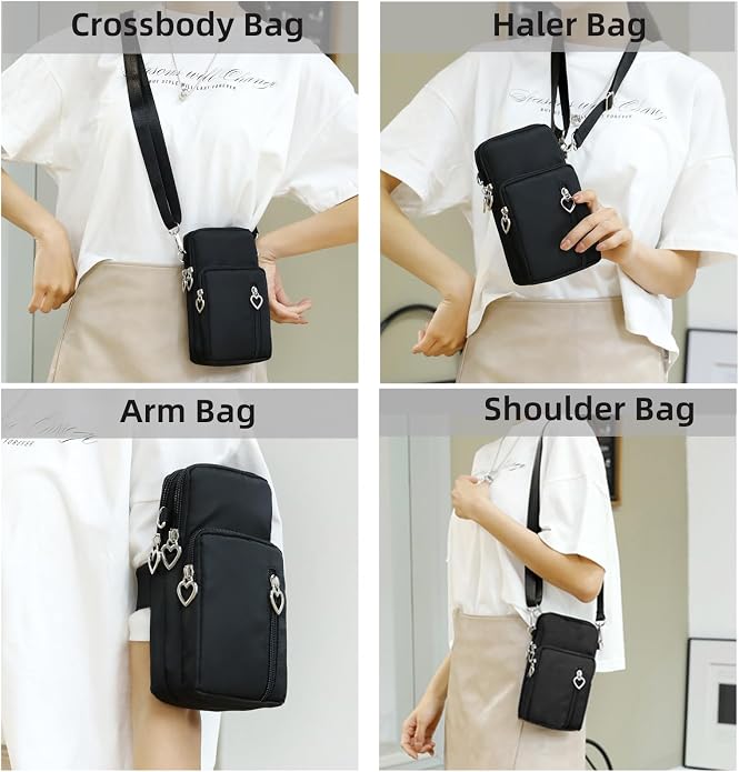 Small Crossbody Bag for Women - Mini Phone Purses with Crossbody Strap and Wallet - Nylon Arm Bag