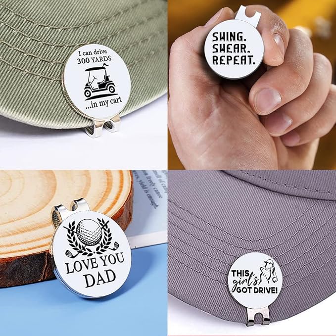 Men Golf Ball Marker with Magnetic Hat Clip, Funny Golf Accessories Gifts for Men, Novelty Birthday Gifts for Male Golfer Fan