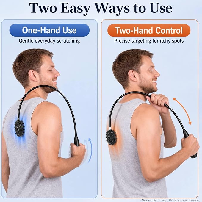 TUKUOS Curved Back Scratcher, 29.6 in Bendable Long Handle, Gifts for Men | Double-Sided Head, Flexible Reach For Hard-To-Reach Spots, U-Shaped Design, Stocking Stuffer For Dad, Husband And Women