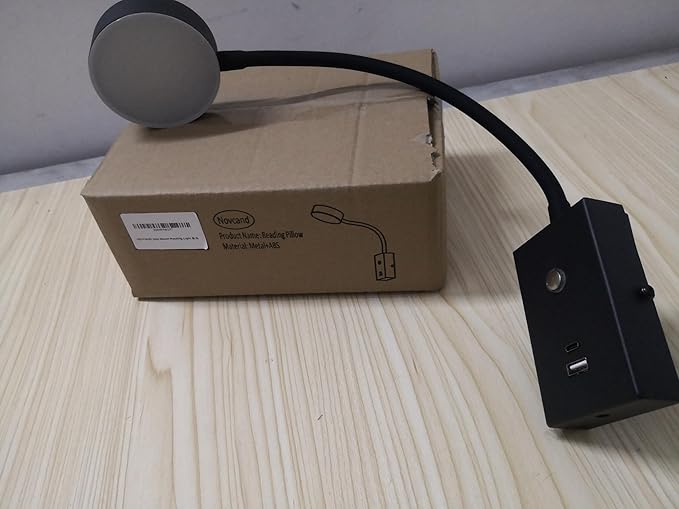 LED Wall Mounted Reading Light for Bed, Flexible Gooseneck Book Light for Wall Bedside Lamp with USB-A/C Output,Touch Control 5 Dimmable Headboard Bed Lights