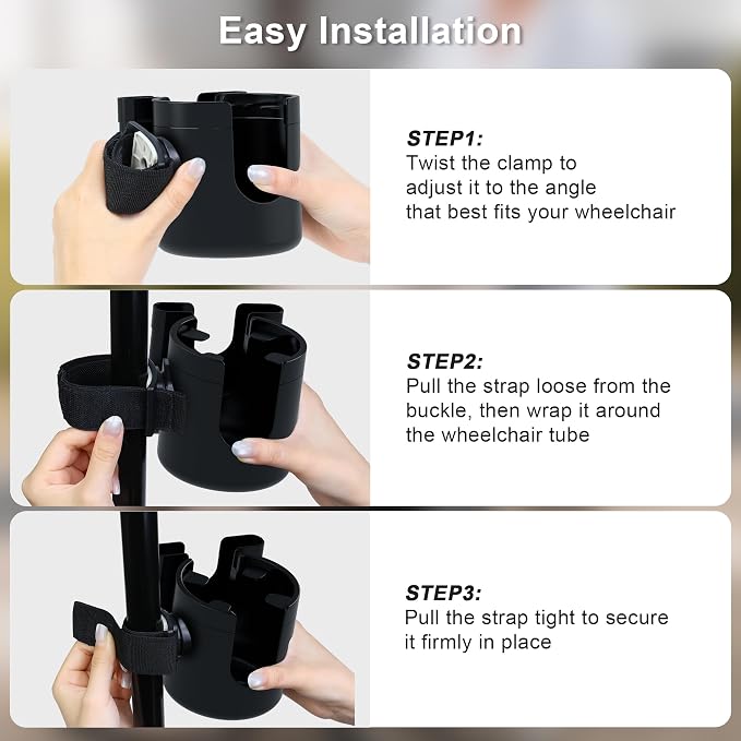 2-in-1 Cup and Phone Holder for Walker, Wheelchair, Rollator | Cup and Phone Holder Compatible with Drive Medical Nitro Rollator, Safe and Steady, Easy installation