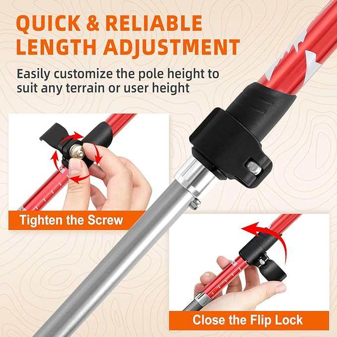Collapsible Trekking Poles for Hiking - Lightweight Foldable Hiking Poles, 2 Pack Adjustable Aluminum Walking Sticks with for Men, Women, Kids, Seniors, Walking Poles for Backpacking, Camping, Travel