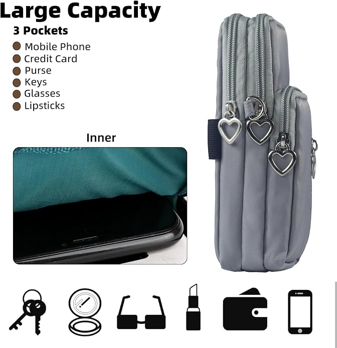 Small Crossbody Bag for Women - Mini Phone Purses with Crossbody Strap and Wallet - Nylon Arm Bag