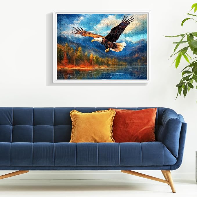 500 Pieces Puzzle for Adults,Bald Eagle Puzzle Mountain Lake Jigsaw Puzzle | Animal Jigsaw Puzzle 500 Pieces Challenging Game Recycled Cardboard Home Decor Birthday Party Gift Toy for Teens Seniors